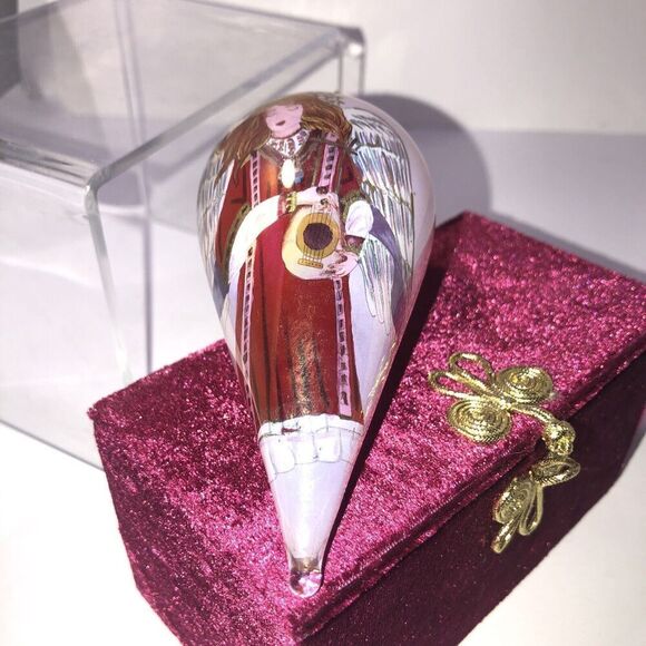 Li Bien WINGED ANGEL Reverse Hand Painted Glass Ornament 2003 pier one 1pc - Picture 6 of 7